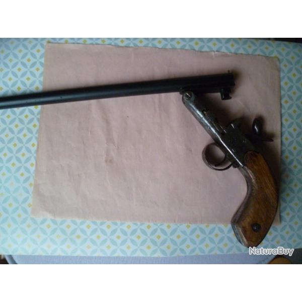 PISTOLET/CARABINE DE BRACONNIER A BROCHE MONOCOUP, CALIBRE 12 MM, BON ETAT