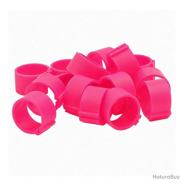 Bagues � clip �co �20mm par 50 pi�ces Rose Fluo