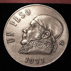 Mexique, piece de 1 peso 1971 diametre 28,5 mm  ttb