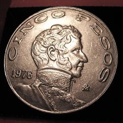 Mexique, piece de 5 cinco pesos 1978 diametre 33,3 mm  ttb