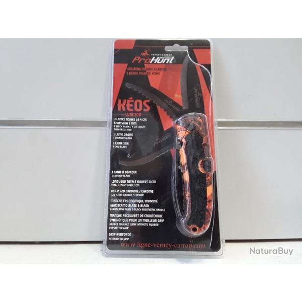 COUTEAUX VERNEY CARRON PROHUNT KEOS LVAC200 3 LAMES  PLIANTES  CAMO NEUF a saisir