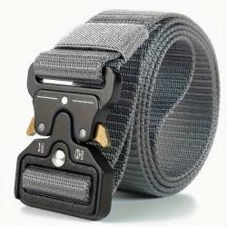 Ceinture tactique grise, boucle dor&eacute; - Livraison gratuite