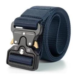 Ceinture tactique bleue, boucle dor&eacute; - Livraison gratuite
