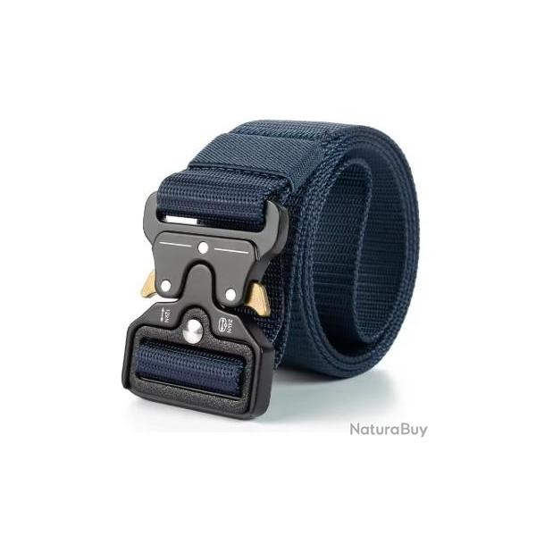 Ceinture tactique bleue, boucle dor� - Livraison gratuite