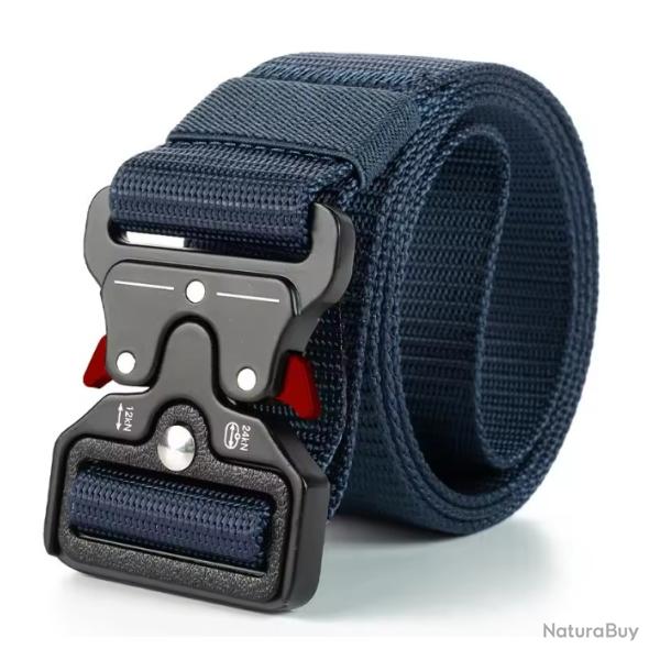 Ceinture tactique bleue, boucle rouge - Livraison gratuite