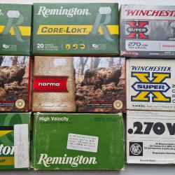 Lot de 183 cartouches 270 Winchester