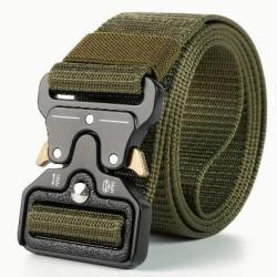 Ceinture tactique kaki, boucle dor&eacute; - Livraison gratuite