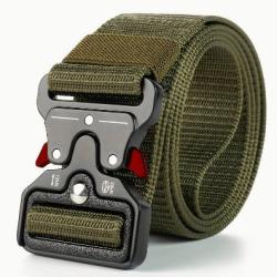 Ceinture tactique kaki, boucle rouge - Livraison gratuite