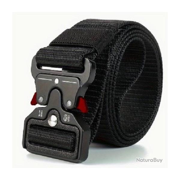 Ceinture tactique noire, boucle rouge - Livraison gratuite