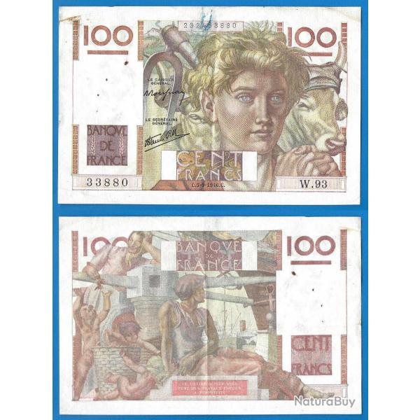 France 100 Francs 1946 Billet Jeune Paysan Frc Frs Frcs Europe