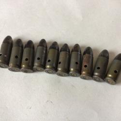 VENDU PAR LE-CUIRASSIER LOT N&deg; 1 DE 10 BALLES 9 MM  WW 2 1942/1943 NEUTRALISEES
