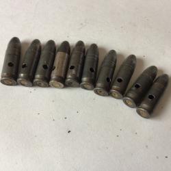 VENDU PAR LE-CUIRASSIER LOT N&deg; 1 DE 10 BALLES 7,65 MM LONG WW2 1942/1943   NEUTRALISEES