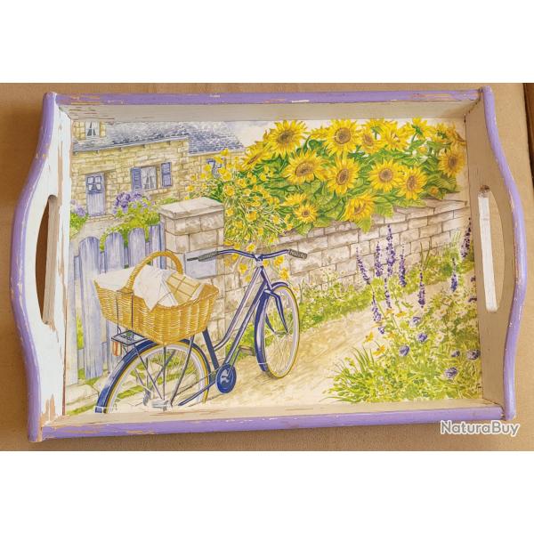 Plateau de Service VINTAGE en Bois Peint