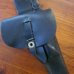 Ancien &eacute;tui holster de l'arm&eacute;e de l'air en cuir noir pour pistolet automatique MAC 50 ou Colt 1911