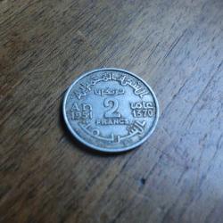 monnaie maroc  2 francs  1951