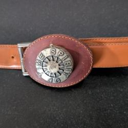MONTRE CEINTURE VINTAGE DES ANNEES 80 " L'esprit du temps " SUPPORT ACIER ET CUIR SORTIE DE GRENIER
