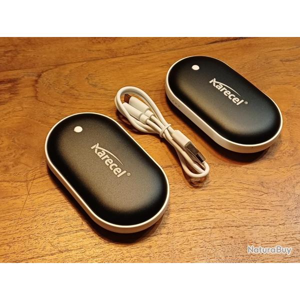 Chauffe-Mains Rechargeable �lectriques Double Face, 10400mAh Power Bank Reutilisable USB