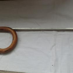 canne vintage a systh&egrave;me toise hippom&egrave;tre en bois  niveau  bulle  m&eacute;tallique gradu&eacute;