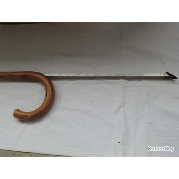 canne vintage a systh�me toise hippom�tre en bois  niveau  bulle  m�tallique gradu�