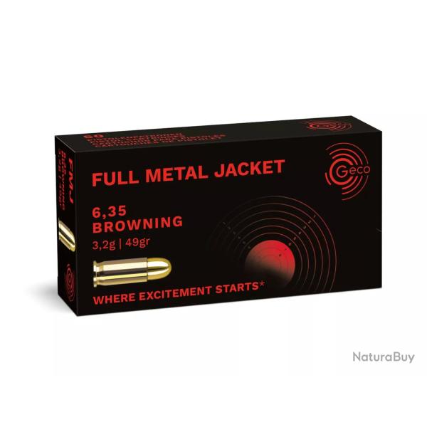 50 balles FMJ Cal.25 ACP 73Grs GECO