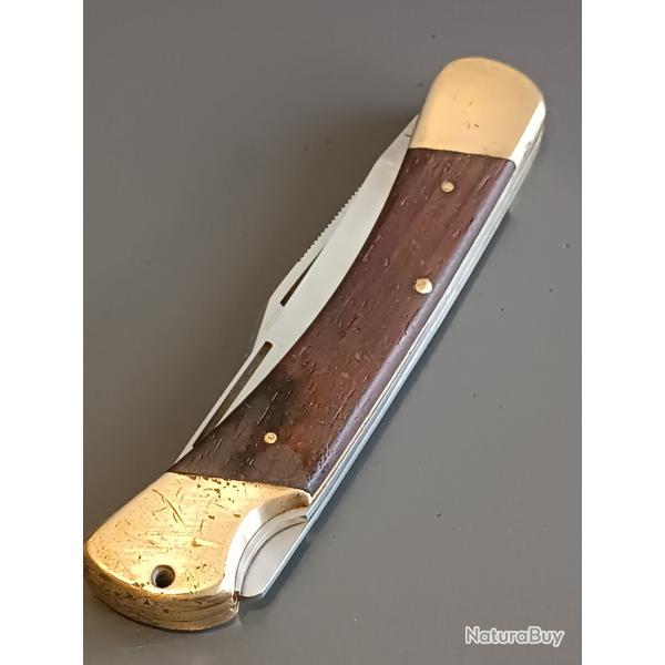 ANCIEN COUTEAU PUMA en 2 pi�ces, manche palissandre, fermeture � pompe.