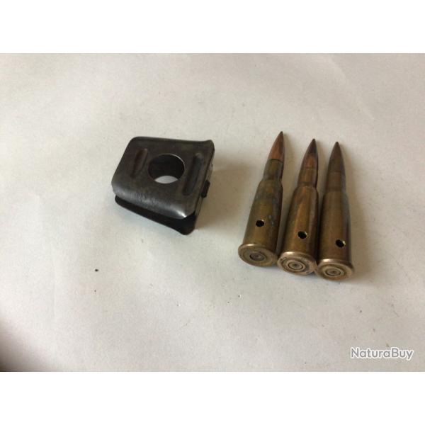 VENDU PAR LE-CUIRASSIER LOT N� 3 CLIP DE  3 BALLES CALIBRE 8 MM LEBEL  NEUTRALISEES
