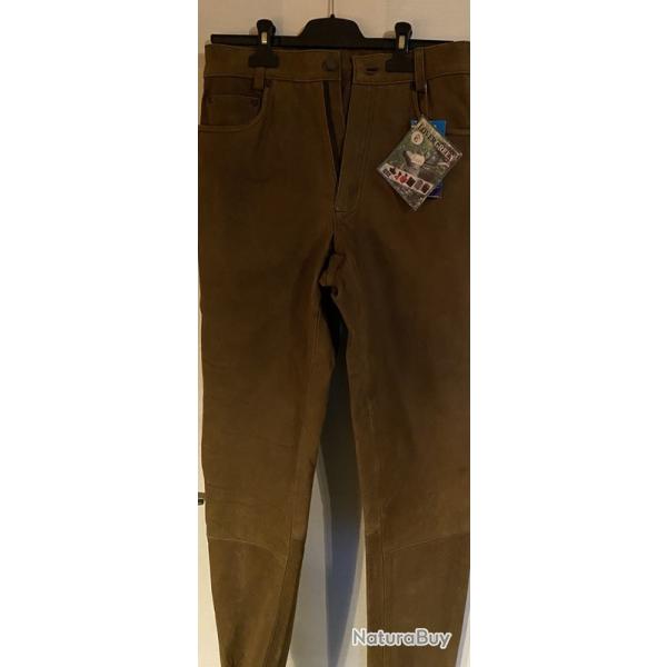 PANTALON CUIR DE BUFFLE T38