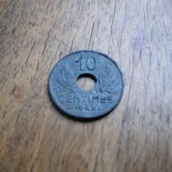 monnaie 10 Centimes   &eacute;tat fran&ccedil;ais 1942
