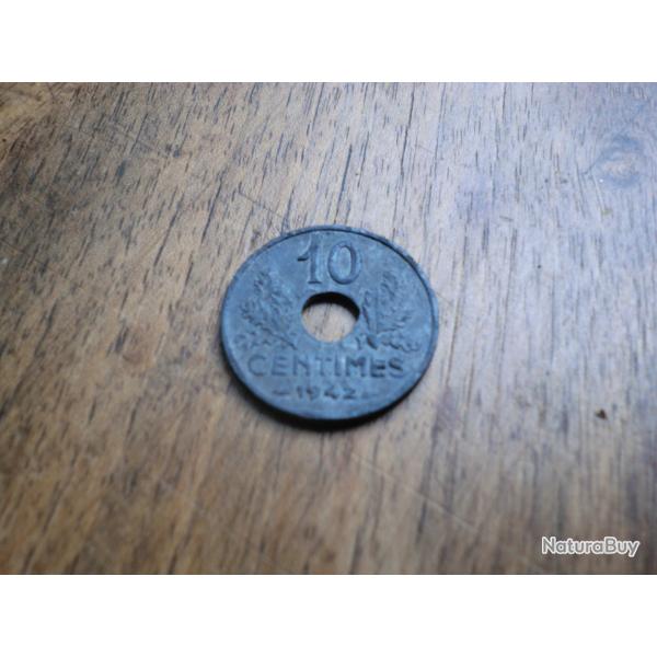 monnaie 10 Centimes   �tat fran�ais 1942