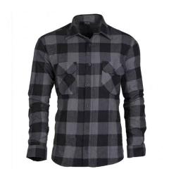 Chemise &agrave; carreaux type canadienne. GRIS NOIR Miltec