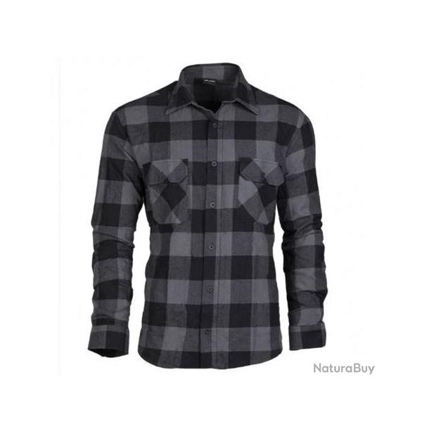 Chemise � carreaux type canadienne. GRIS NOIR Miltec