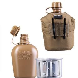 Gourde ~1l, avec housse et quart, couleur coyote