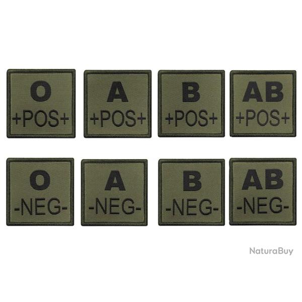 Patch Militaire Groupe Sanguin, couleur vert OD A+ positif