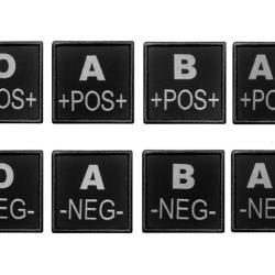 Patch Militaire Groupe Sanguin, couleur noir AB- positif