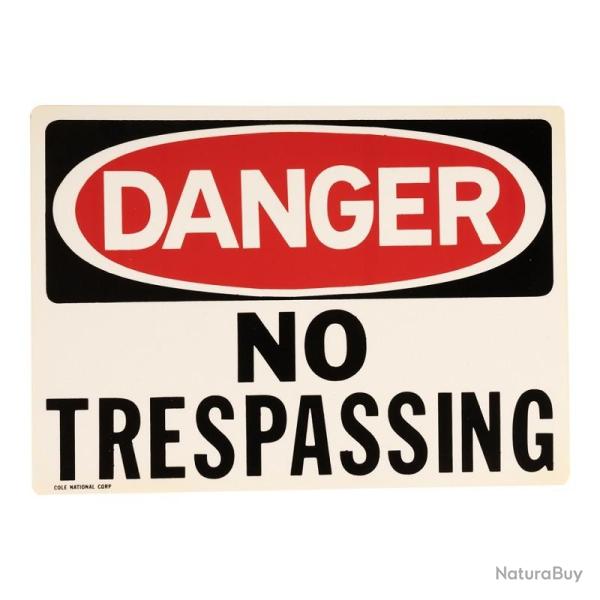 Plaque en Plastique avec Texte/Image : "Danger - No Trespassing"