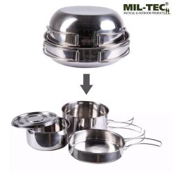 Set de Gamelles Militaires en Acier Mil-Tec (4 pi&egrave;ces)