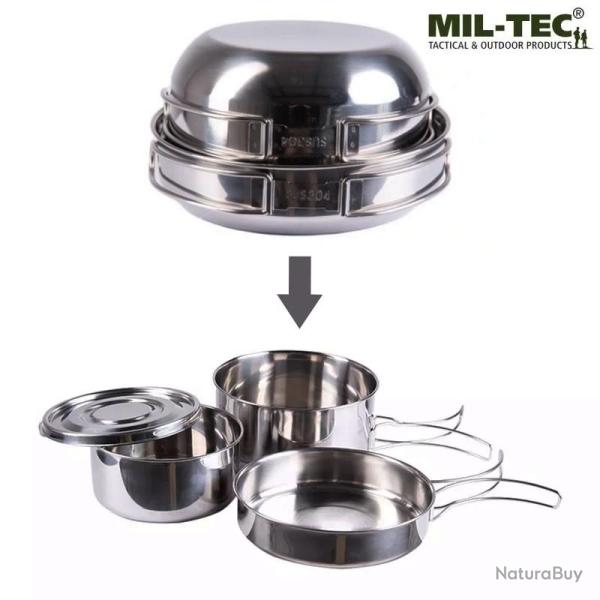 Set de Gamelles Militaires en Acier Mil-Tec (4 pi�ces)