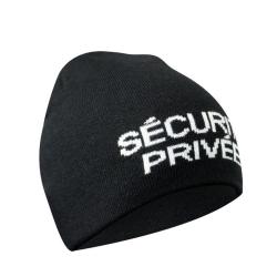 Bonnet chaud marquage "S&eacute;curit&eacute; Priv&eacute;e", couleur noir