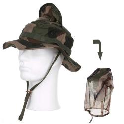 Chapeau de brousse avec moustiquaire camo militaire for&ecirc;t centre Europe