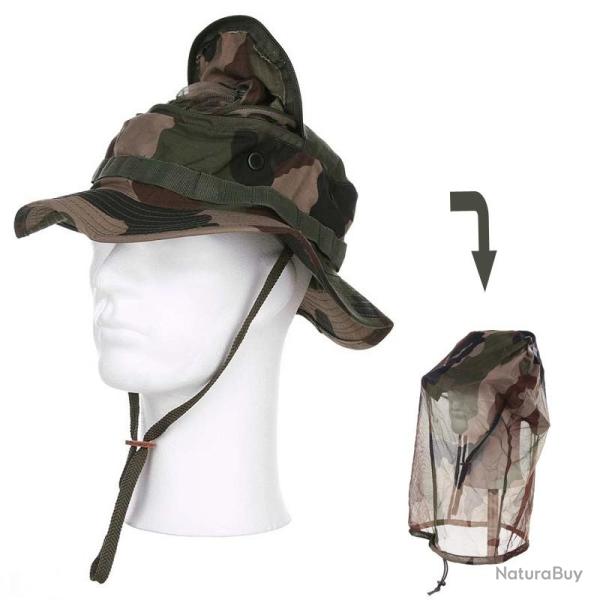 Chapeau de brousse avec moustiquaire camo militaire for�t centre Europe