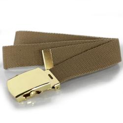 Ceinture en toile Sable- Boucle or dor&eacute; - C&eacute;r&eacute;monie Arm&eacute;e fran&ccedil;aise (Terre & Air)