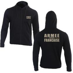 Sweat shirt zipp&eacute; noir logo Arm&eacute;e Fran&ccedil;aise Basse visibilit&eacute; Noir