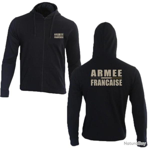 Sweat shirt zipp� noir logo Arm�e Fran�aise Basse visibilit� Noir