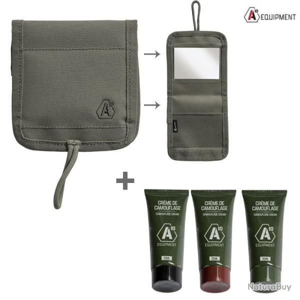 Pochette de camouflage A10 vert militaire, avec 3 tubes (vert, noir, marron) 3 tubes inclus