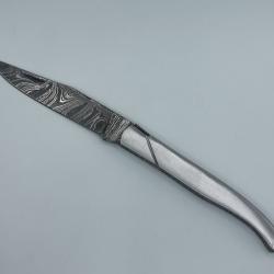 Couteau de Poche en Damas Le Ventoux - Coutellerie Artisanal Hosteel - Couteaux Pliant de Collection