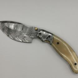 Couteau de Poche en Damas Le PASTOUREL - Coutellerie Artisanal HOSTEEL Couteaux Pliant de Collection