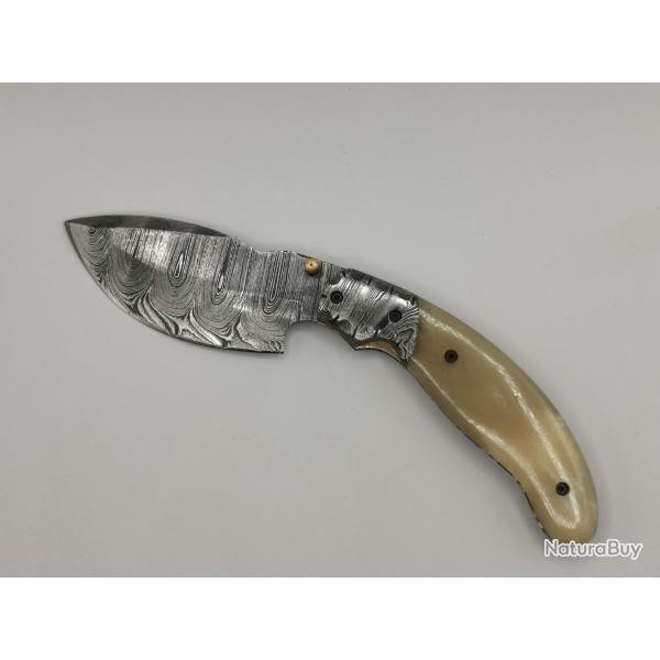 Couteau de Poche en Damas Le PASTOUREL - Coutellerie Artisanal HOSTEEL Couteaux Pliant de Collection