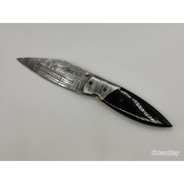 Couteau de Poche en Damas Le CALADOU - Coutellerie Artisanal HOSTEEL - Couteaux Pliant de Collection
