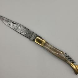 Couteau de Poche en Damas Le BERGER - Coutellerie Artisanal HOSTEEL - Couteaux Pliant de Collection