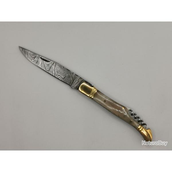 Couteau de Poche en Damas Le BERGER - Coutellerie Artisanal HOSTEEL - Couteaux Pliant de Collection